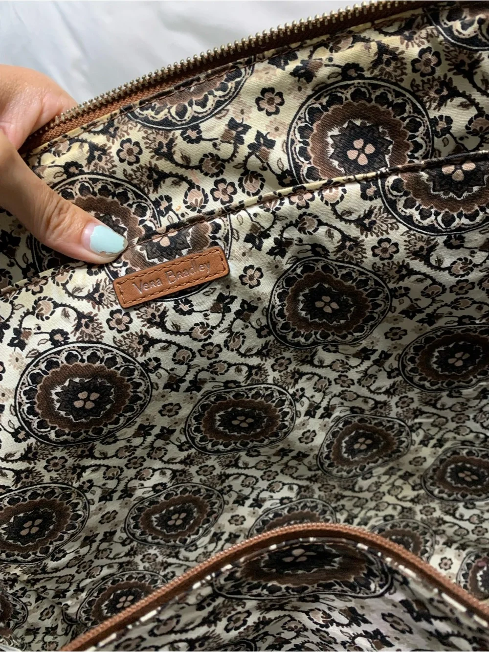 Vera Bradley Large Brown Quilted Leather Tote